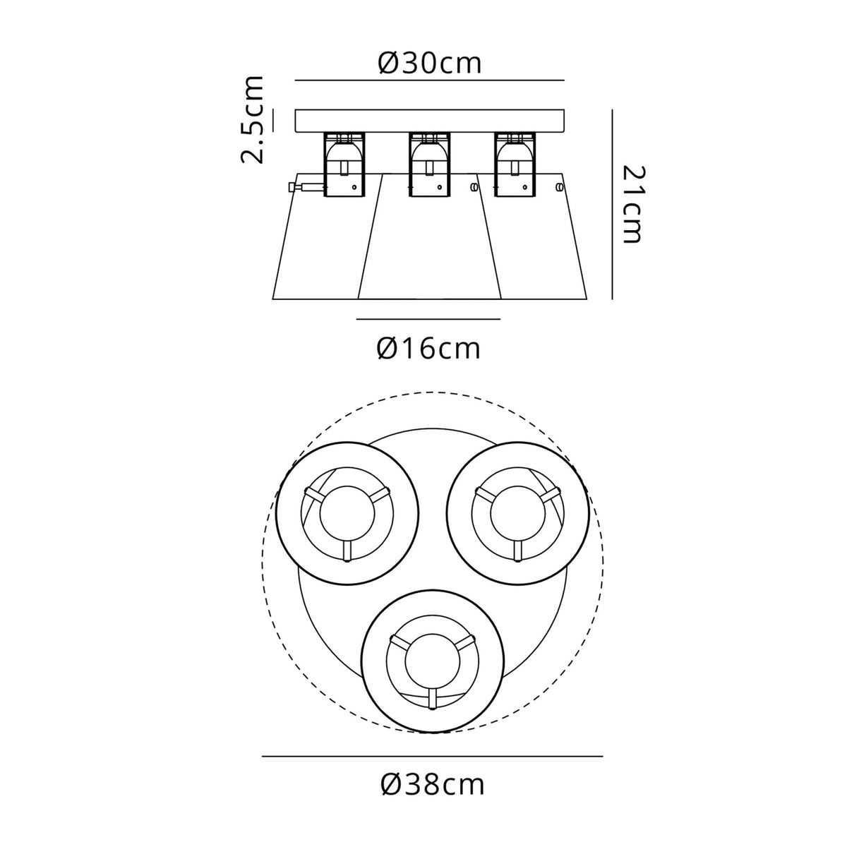 Essington 38cm Ceiling Light with Black Base & Brass and Gold Metal Shades