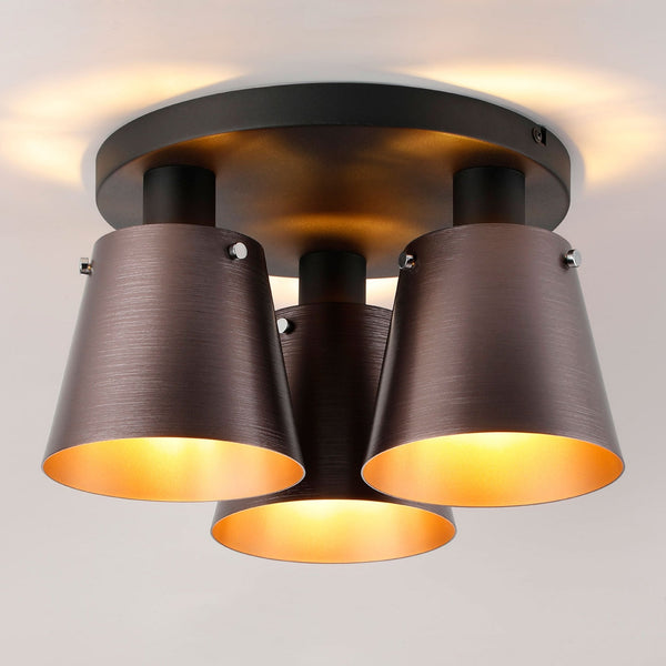 Essington 38cm Ceiling Light with Black Base & Brown and Copper Metal Shades