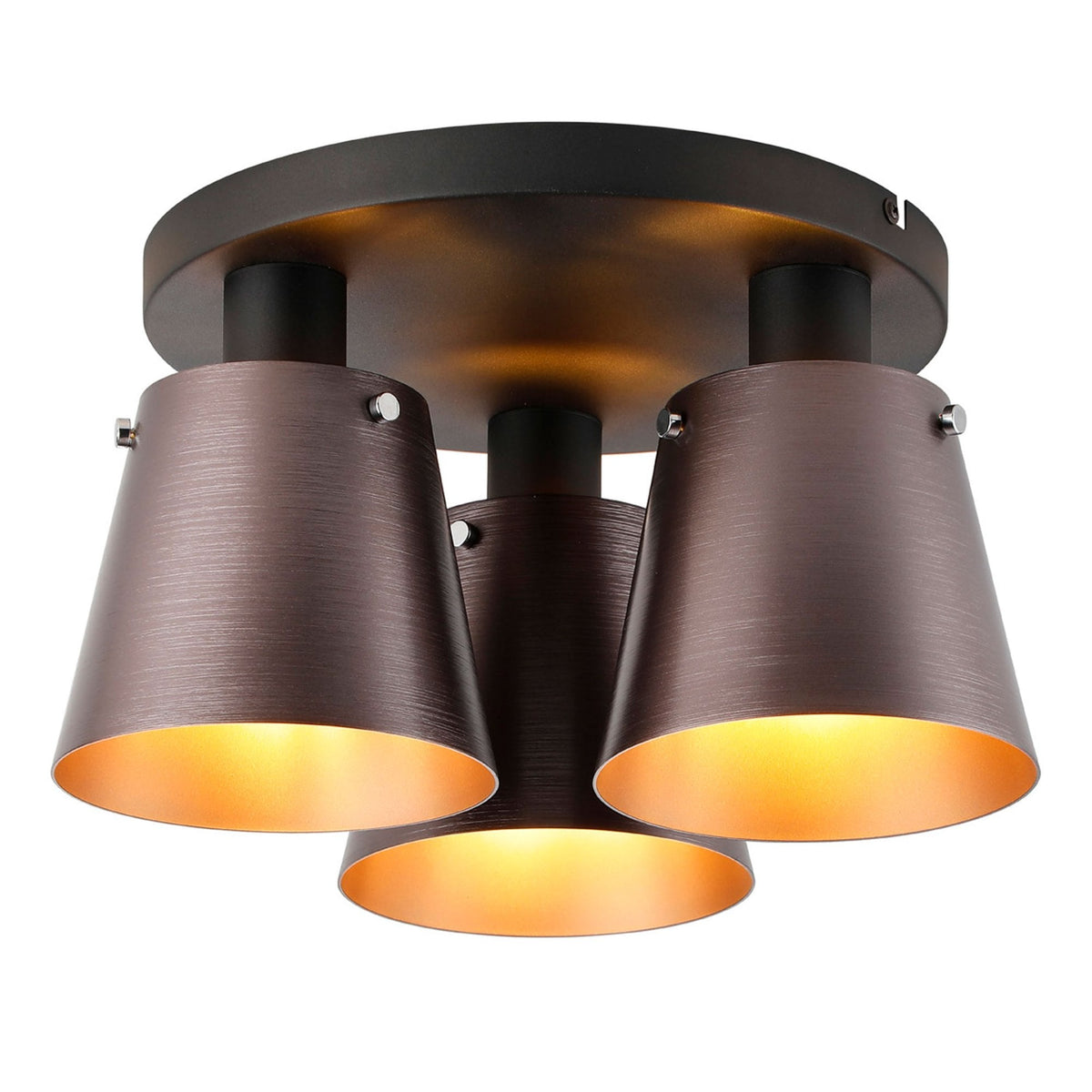 Essington 38cm Ceiling Light with Black Base & Brown and Copper Metal Shades
