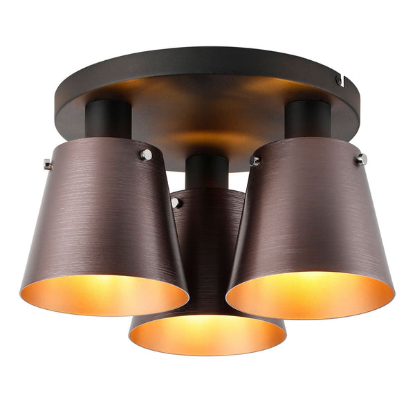 Essington 38cm Ceiling Light with Black Base & Brown and Copper Metal Shades