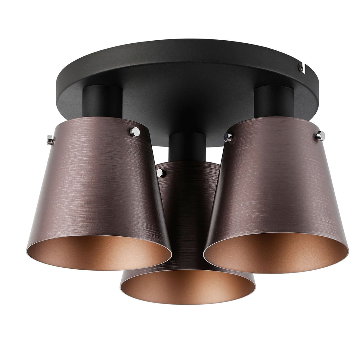 Essington 38cm Ceiling Light with Black Base & Brown and Copper Metal Shades