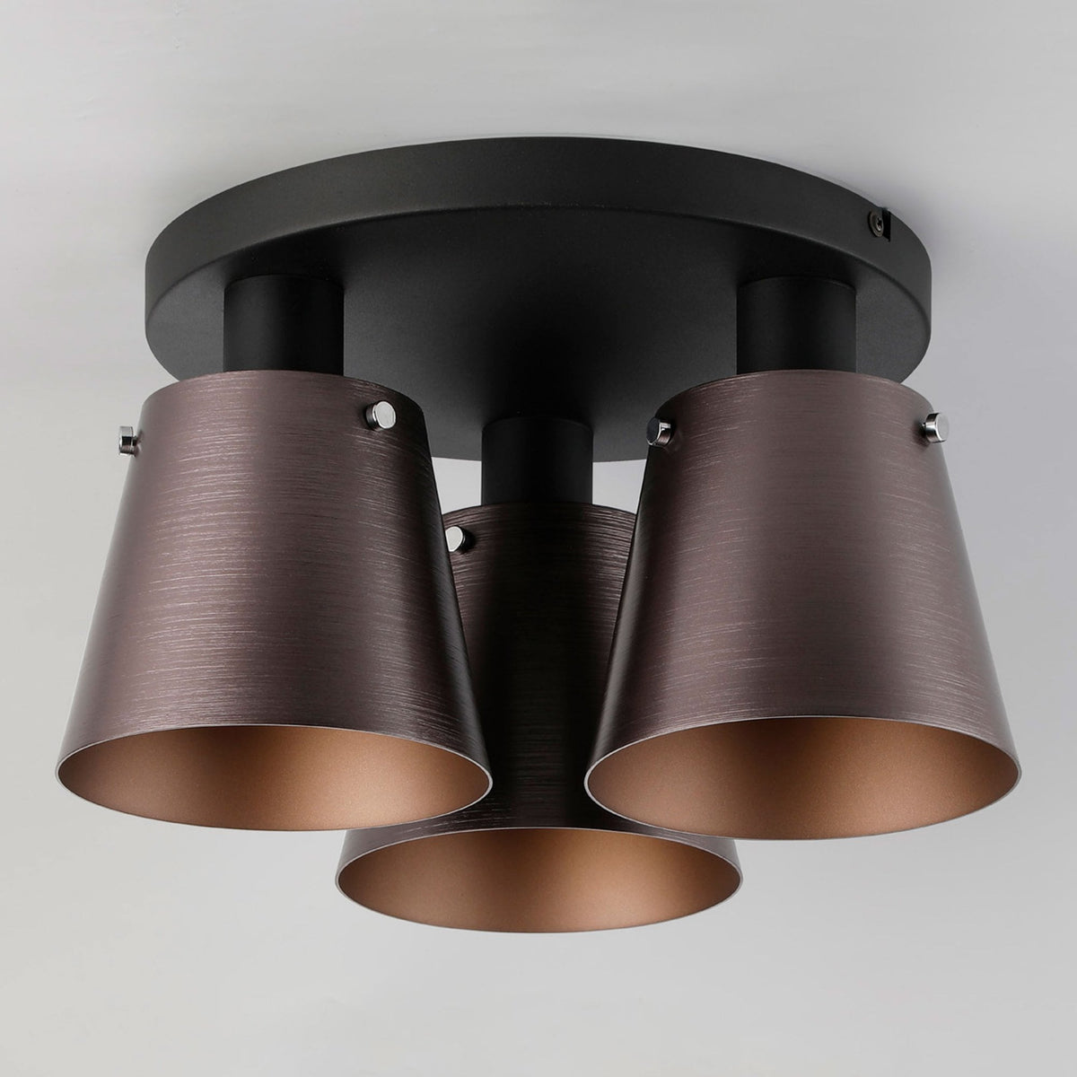Essington 38cm Ceiling Light with Black Base & Brown and Copper Metal Shades
