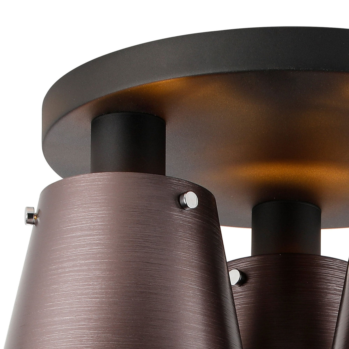 Essington 38cm Ceiling Light with Black Base & Brown and Copper Metal Shades