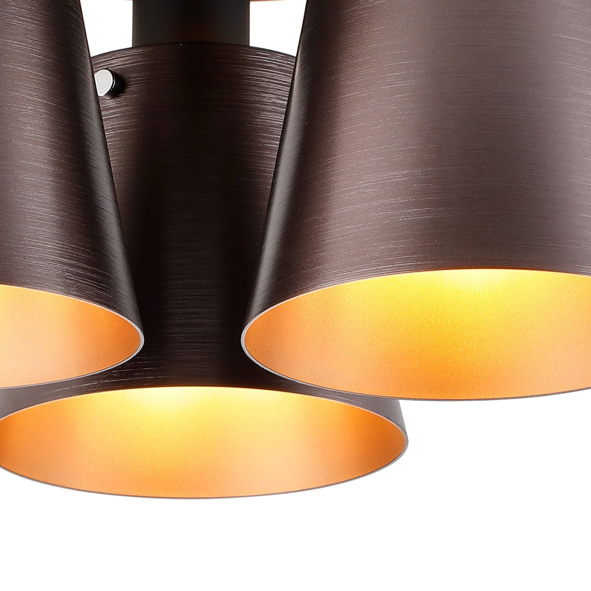 Essington 38cm Ceiling Light with Black Base & Brown and Copper Metal Shades