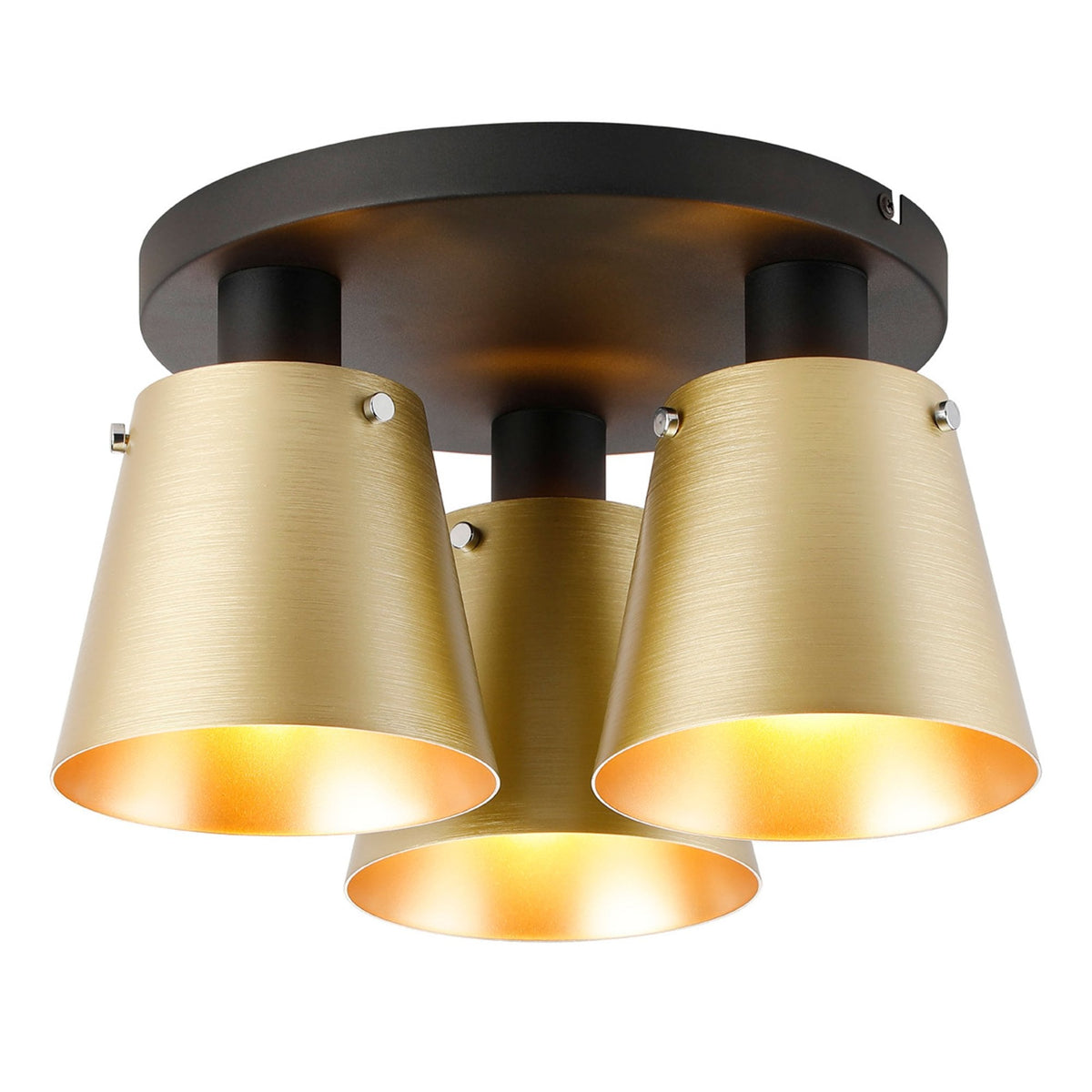 Essington 38cm Ceiling Light with Black Base & Brass and Gold Metal Shades