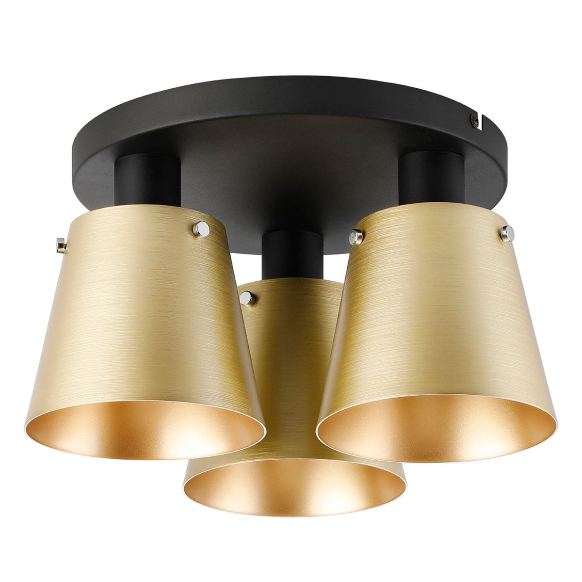 Essington 38cm Ceiling Light with Black Base & Brass and Gold Metal Shades