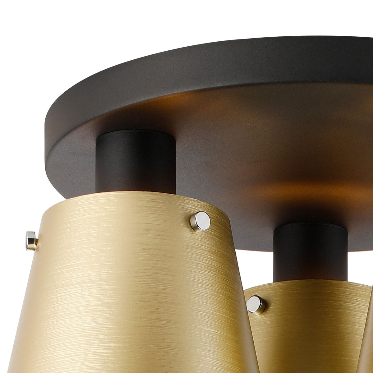 Essington 38cm Ceiling Light with Black Base & Brass and Gold Metal Shades