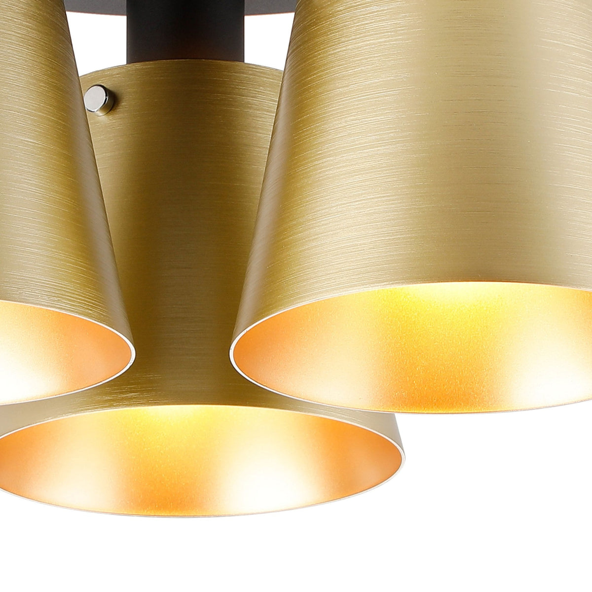 Essington 38cm Ceiling Light with Black Base & Brass and Gold Metal Shades