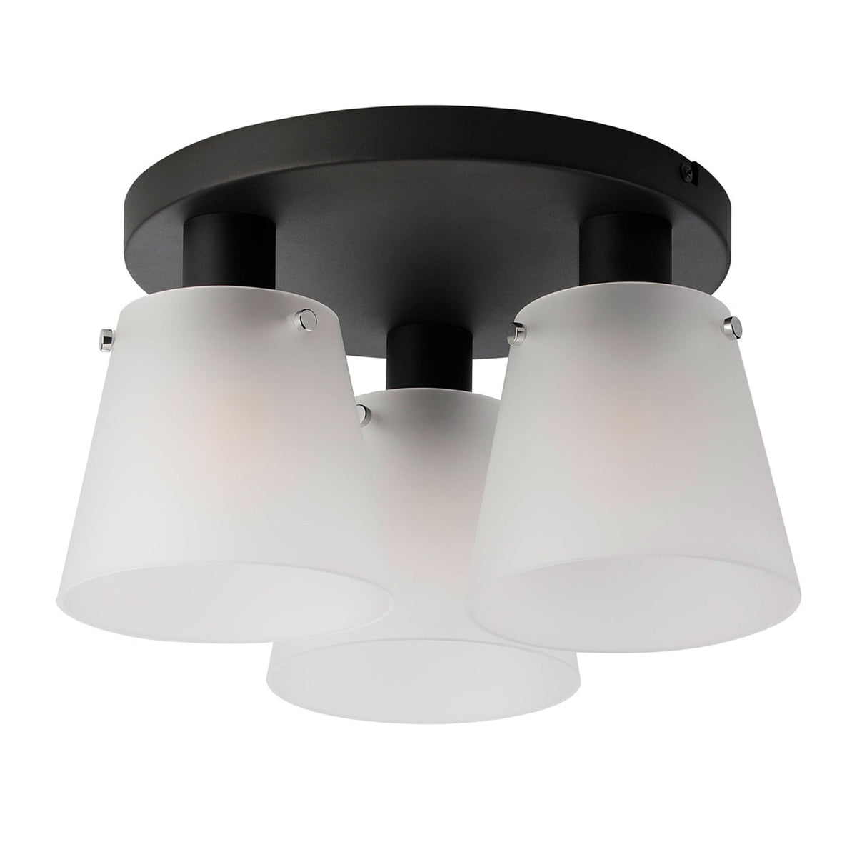 Essington 38cm Ceiling Light with Black Base & Frosted White Glass Shades