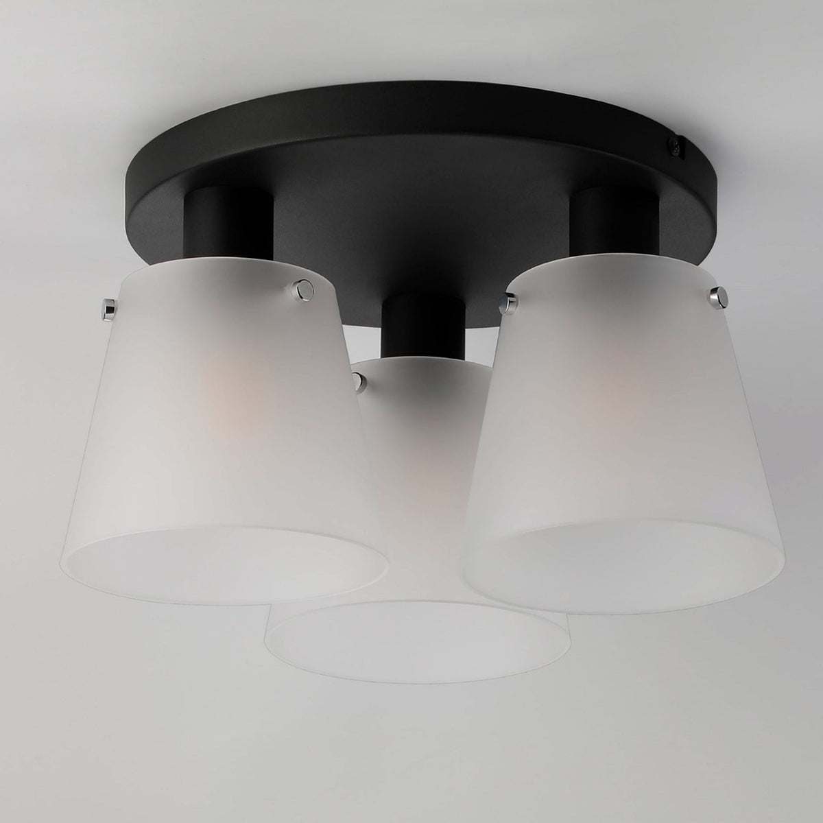 Essington 38cm Ceiling Light with Black Base & Frosted White Glass Shades