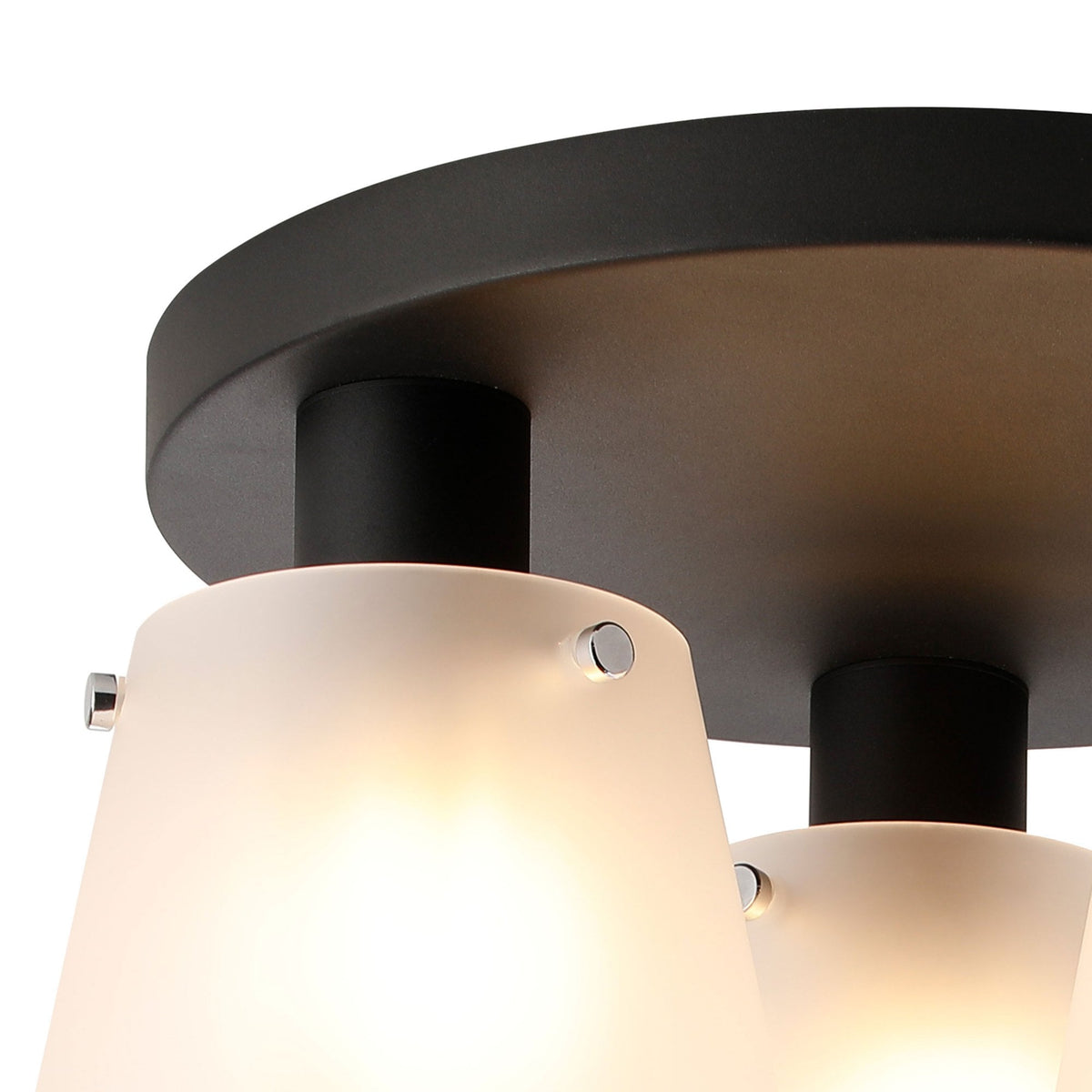 Essington 38cm Ceiling Light with Black Base & Frosted White Glass Shades