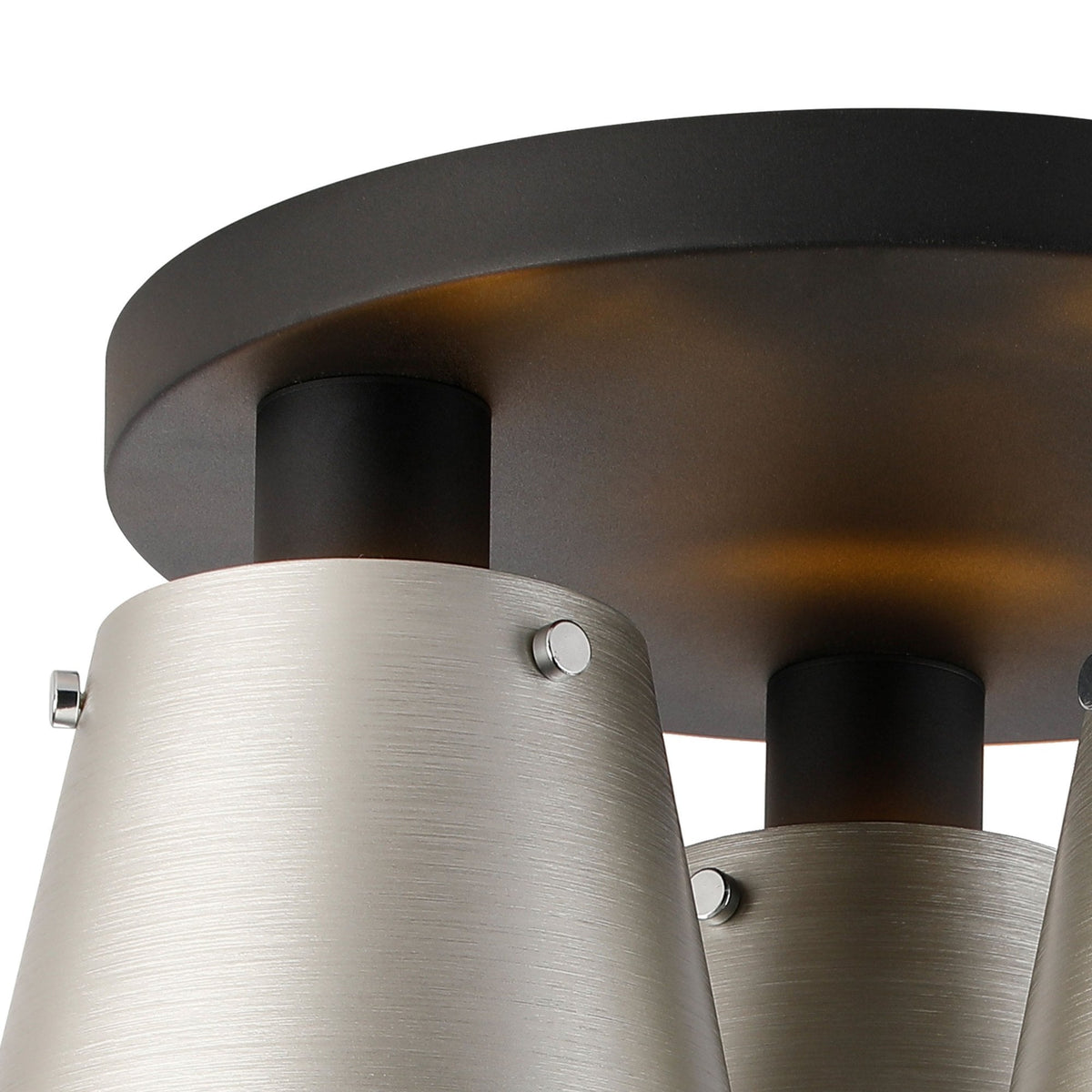 Essington 38cm Ceiling Light with Black Base & Light Grey and Silver Metal Shades