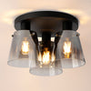 Essington 38cm Ceiling Light with Black Base & Smoke Fade Glass Shades