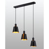 Essington 3 Drop Linear Pendant with Sand Black and Gold Metal Shades
