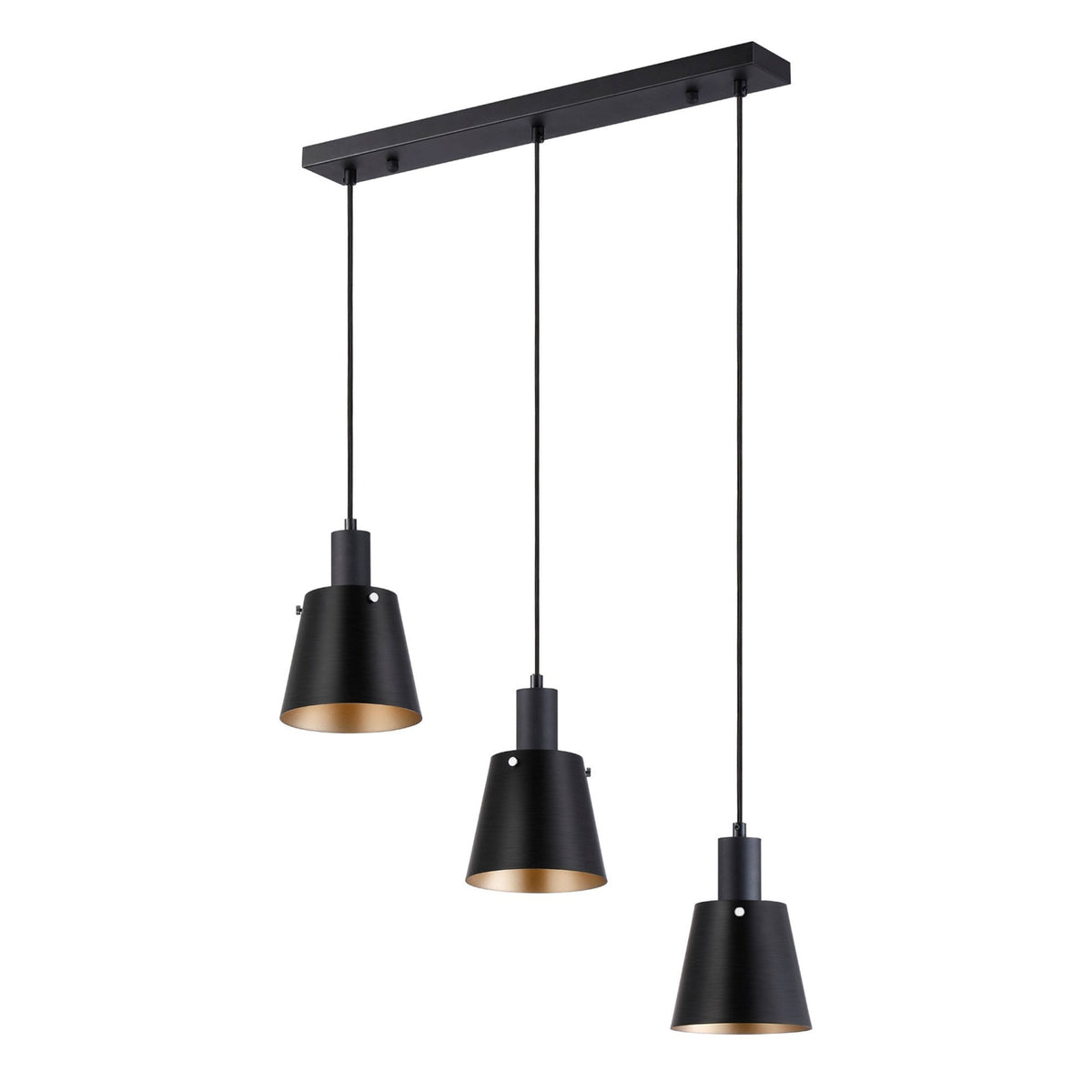 Essington 3 Drop Linear Pendant with Sand Black and Gold Metal Shades