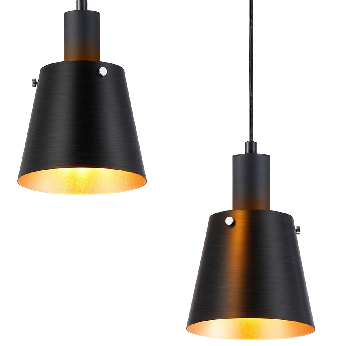Essington 3 Drop Linear Pendant with Sand Black and Gold Metal Shades