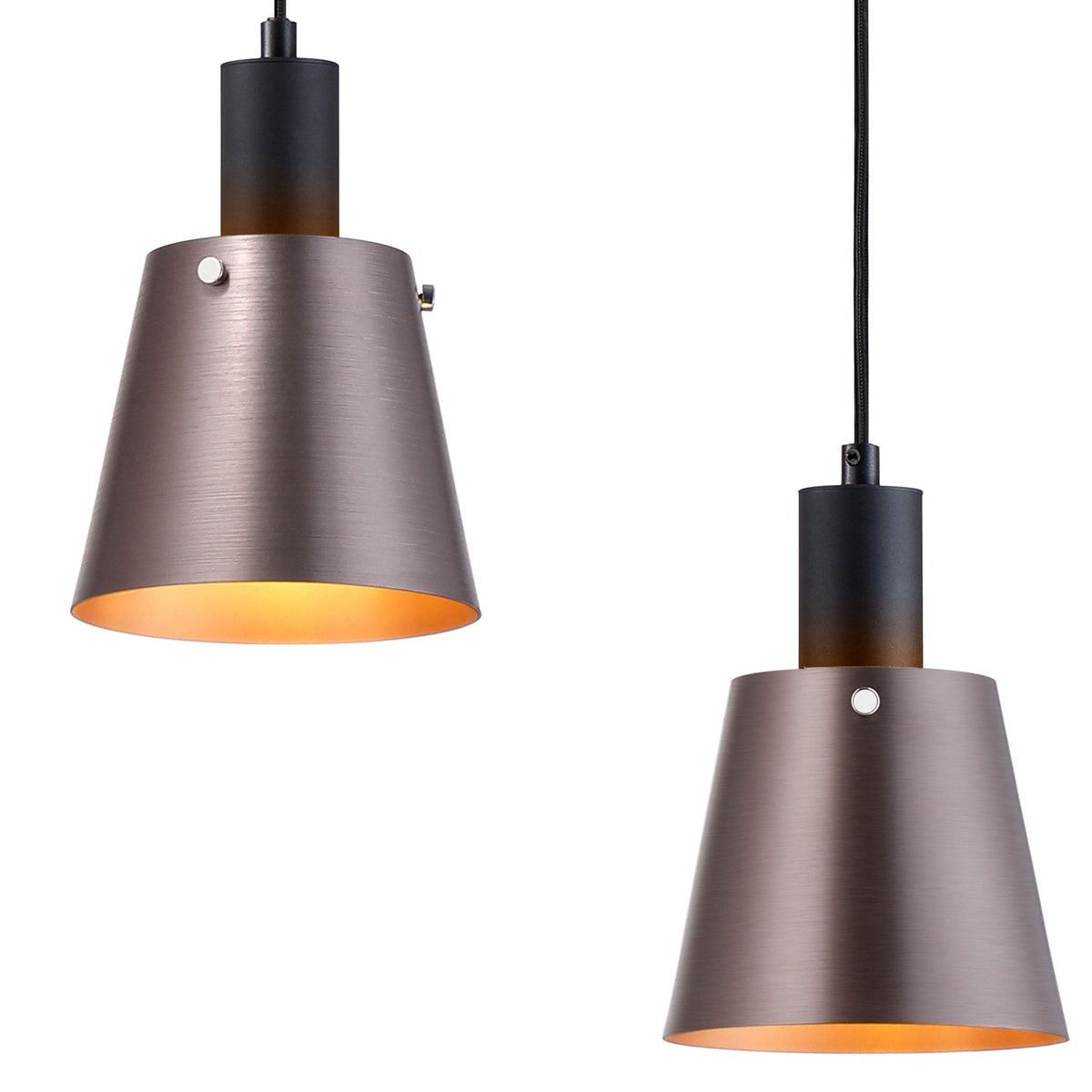 Essington 3 Drop Linear Pendant with Brown and Copper Metal Shades