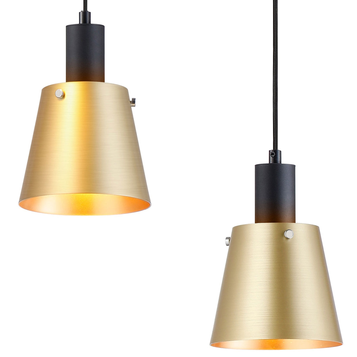 Essington 3 Drop Linear Pendant with Brass and Gold Metal Shades