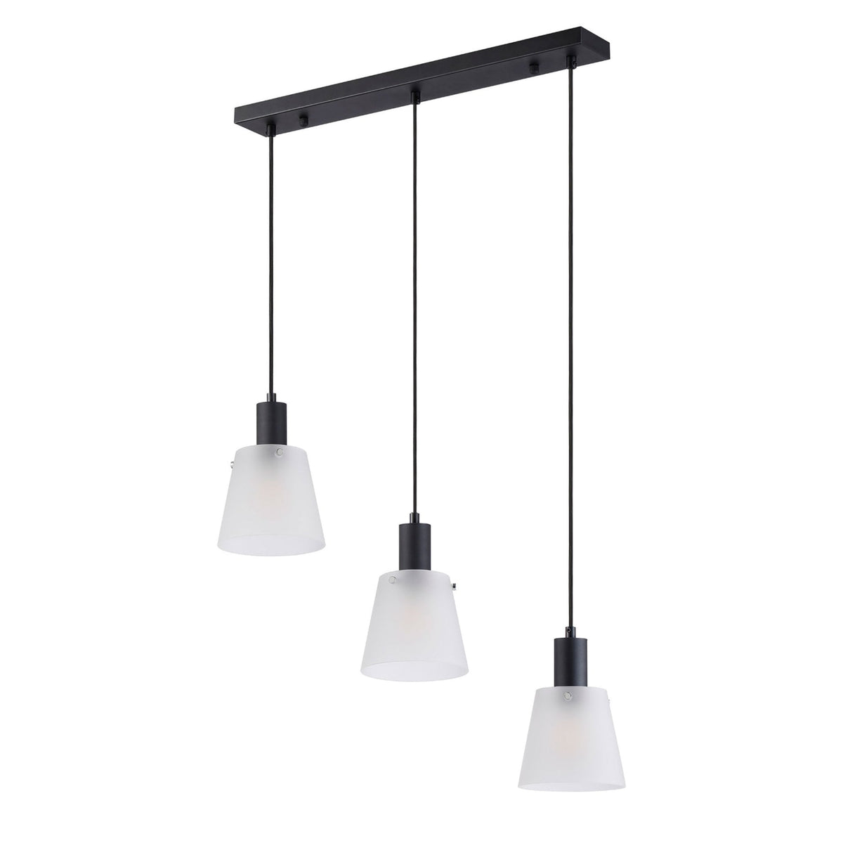 Essington 3 Drop Linear Pendant with White Frosted Glass Shades