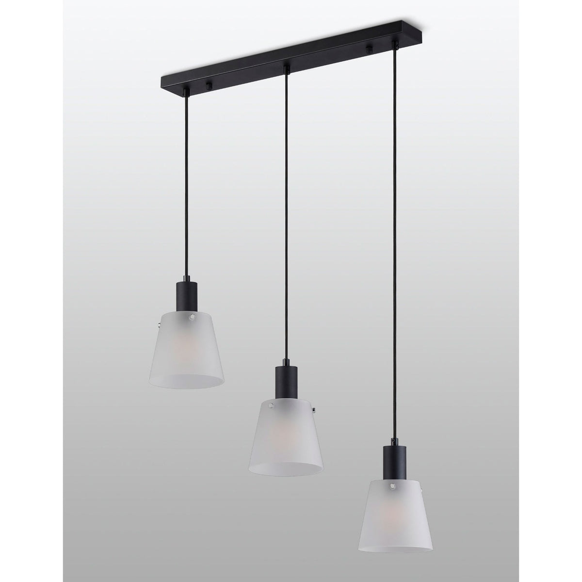 Essington 3 Drop Linear Pendant with White Frosted Glass Shades