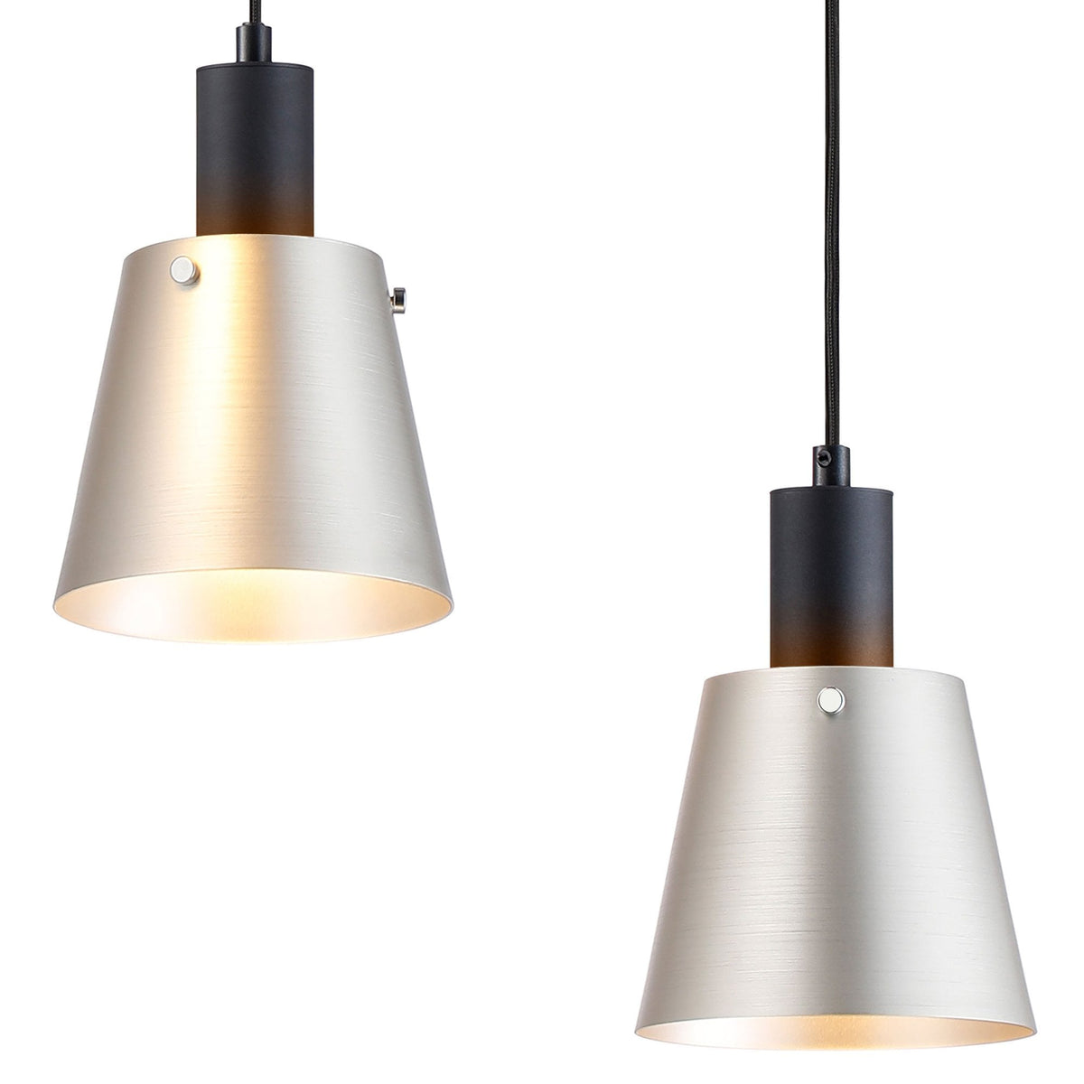 Essington 3 Drop Linear Pendant with Light Grey and Silver Metal Shades