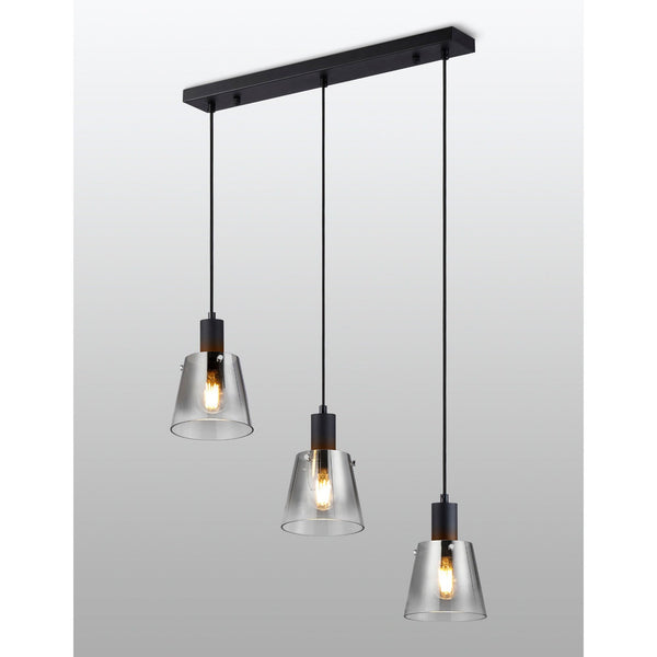Essington 3 Drop Linear Pendant with Smoke Fade Glass Shades