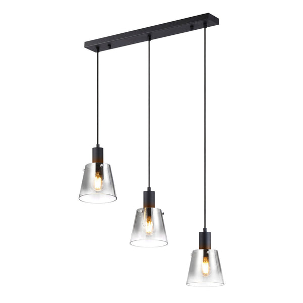 Essington 3 Drop Linear Pendant with Smoke Fade Glass Shades
