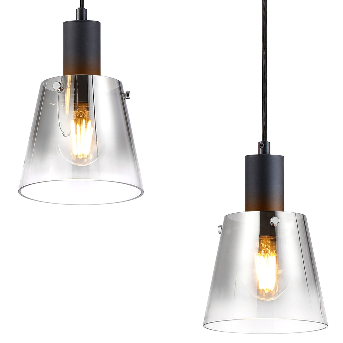 Essington 3 Drop Linear Pendant with Smoke Fade Glass Shades