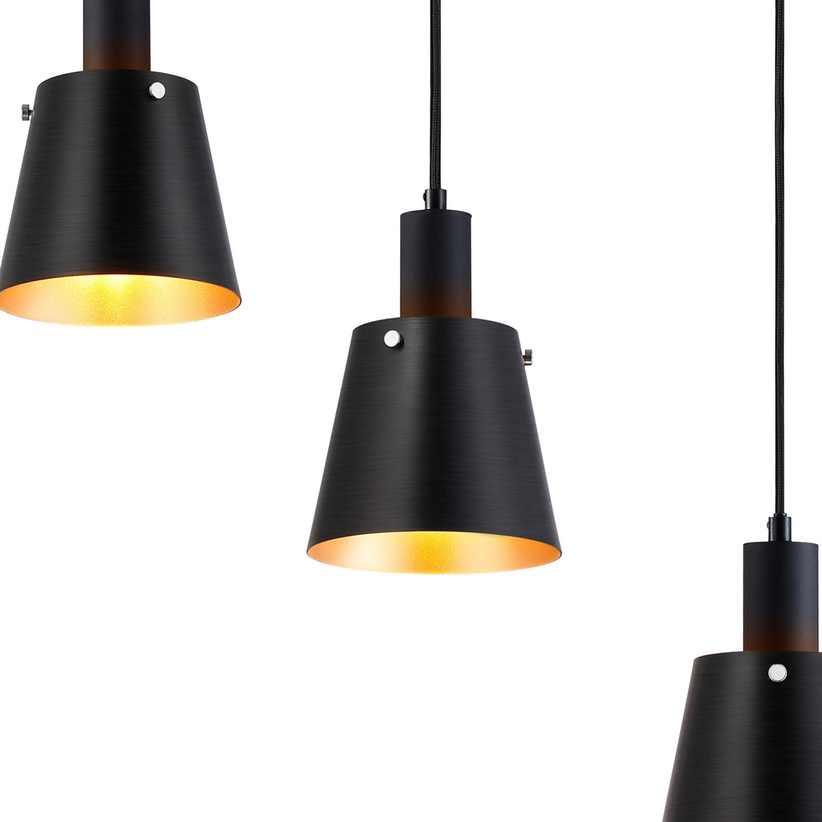 Essington 5 Drop Linear Pendant with Sand Black and Gold Metal Shades