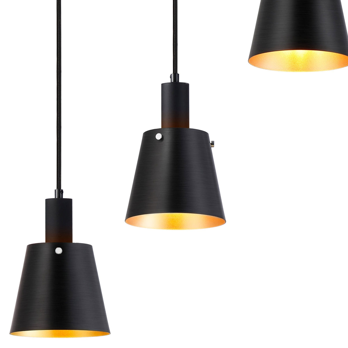 Essington 5 Drop Linear Pendant with Sand Black and Gold Metal Shades