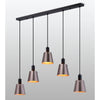 Essington 5 Drop Linear Pendant with Brown and Copper Metal Shades