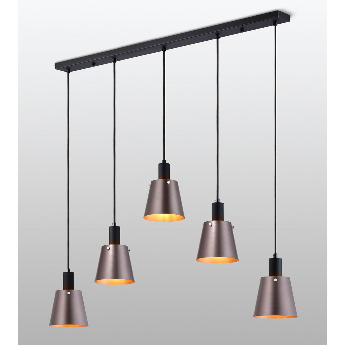 Essington 5 Drop Linear Pendant with Brown and Copper Metal Shades