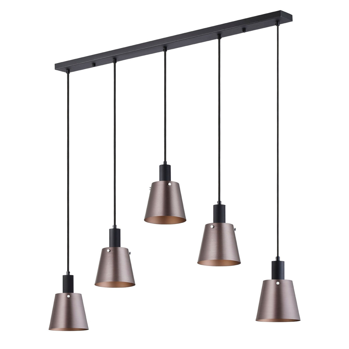 Essington 5 Drop Linear Pendant with Brown and Copper Metal Shades