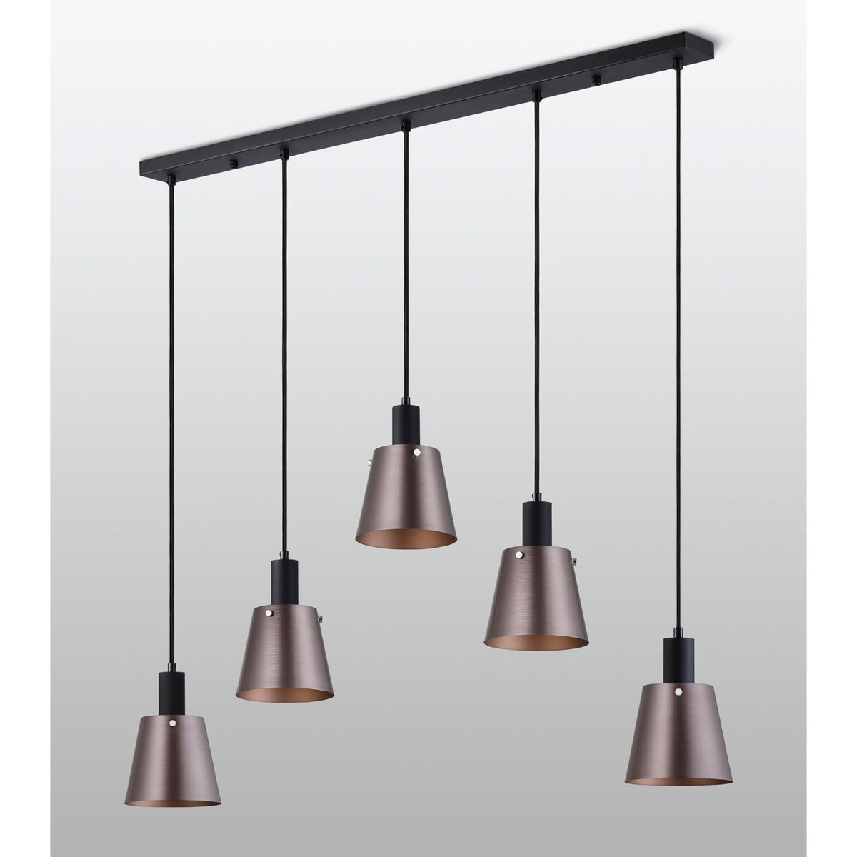 Essington 5 Drop Linear Pendant with Brown and Copper Metal Shades