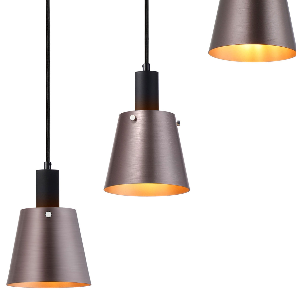Essington 5 Drop Linear Pendant with Brown and Copper Metal Shades