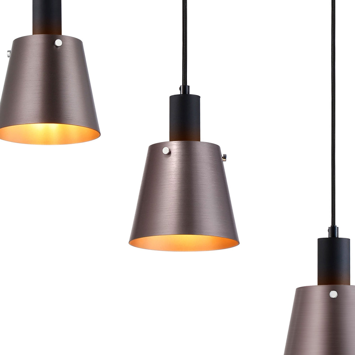 Essington 5 Drop Linear Pendant with Brown and Copper Metal Shades