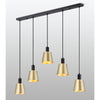 Essington 5 Drop Linear Pendant with Brass and Gold Metal Shades