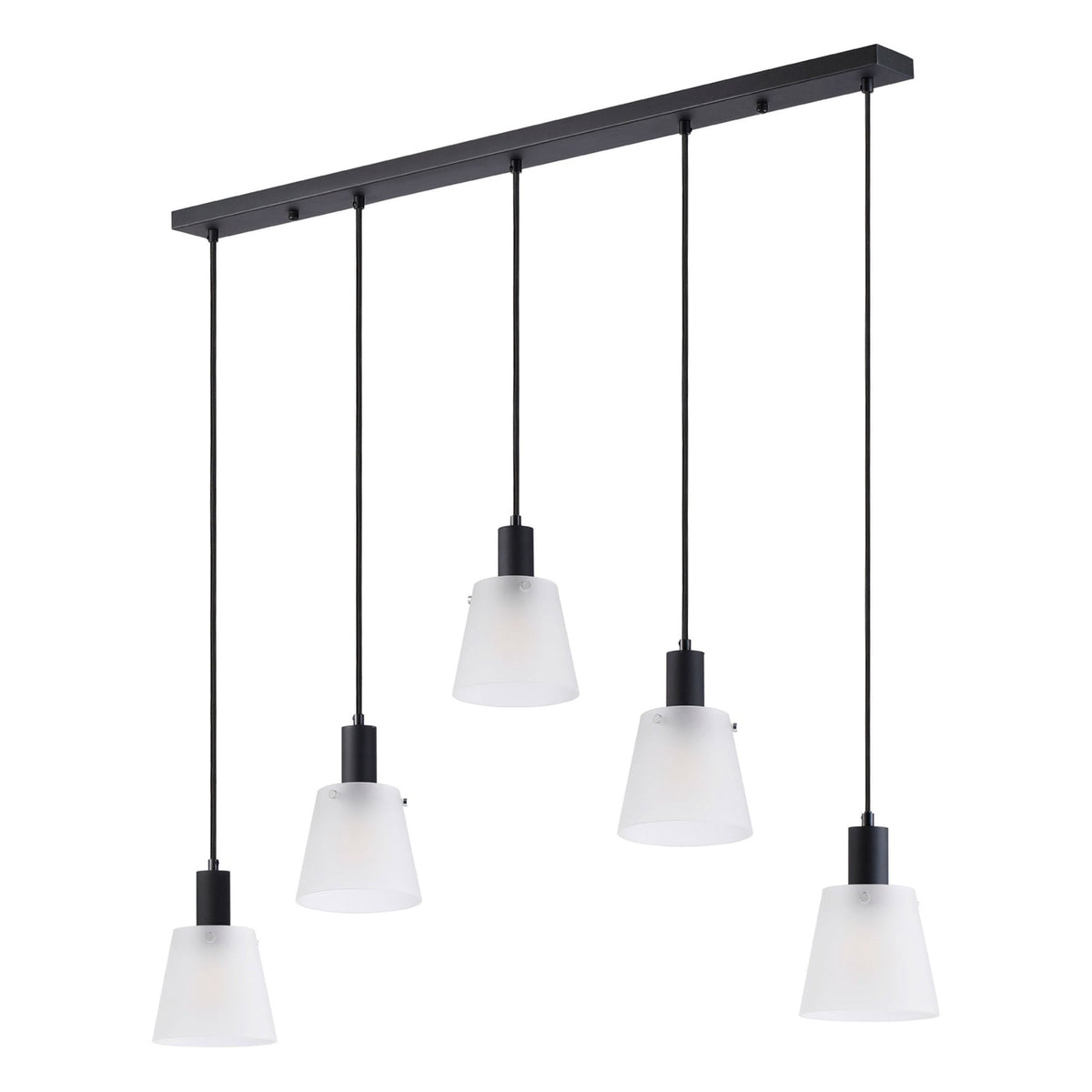 Essington 5 Drop Linear Pendant with Frosted White Glass Shades