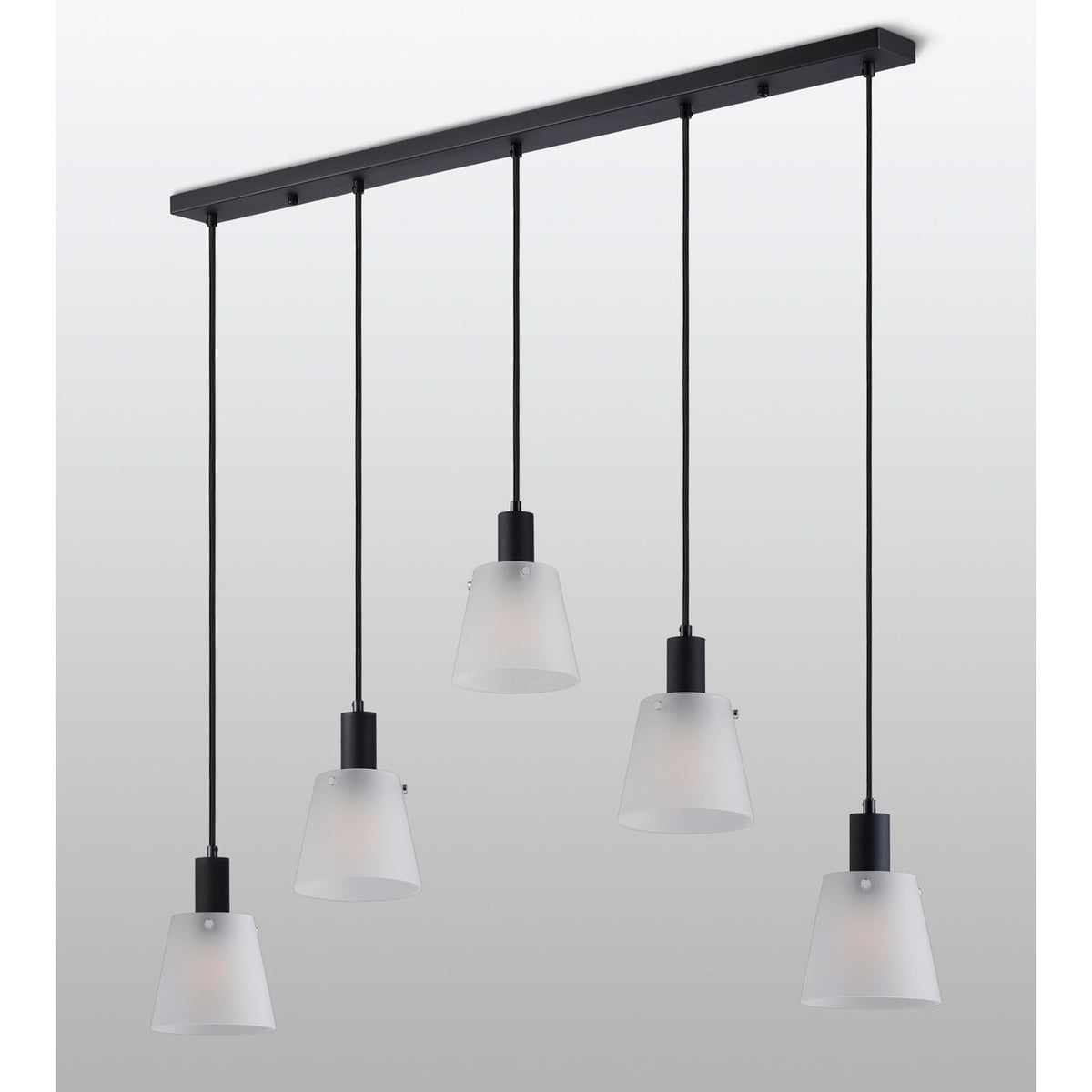 Essington 5 Drop Linear Pendant with Frosted White Glass Shades