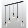 Essington 5 Drop Linear Pendant with Light Grey and Silver Metal Shades