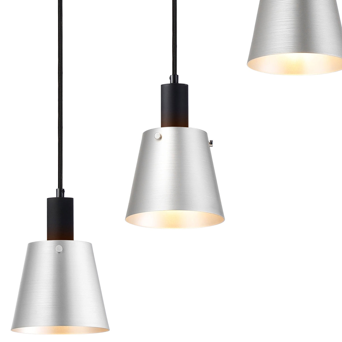 Essington 5 Drop Linear Pendant with Light Grey and Silver Metal Shades