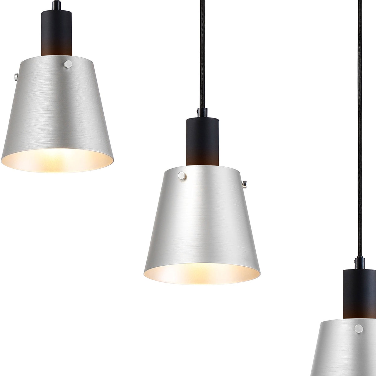Essington 5 Drop Linear Pendant with Light Grey and Silver Metal Shades