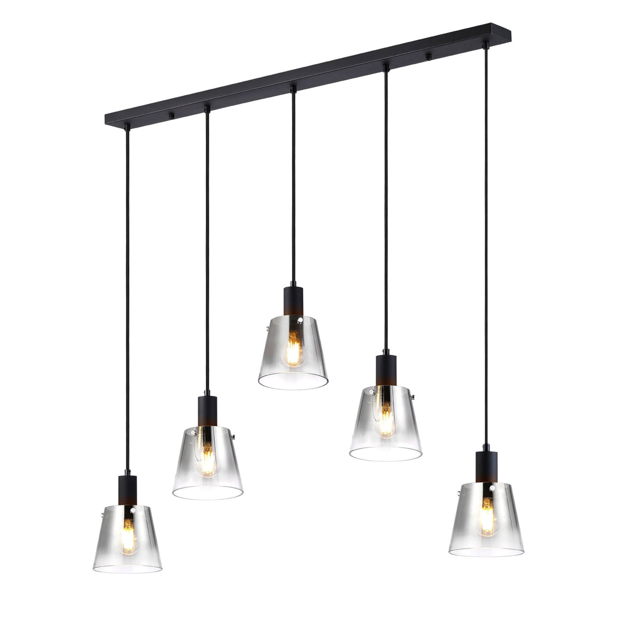 Essington 5 Drop Linear Pendant with Smoke Fade Glass Shades