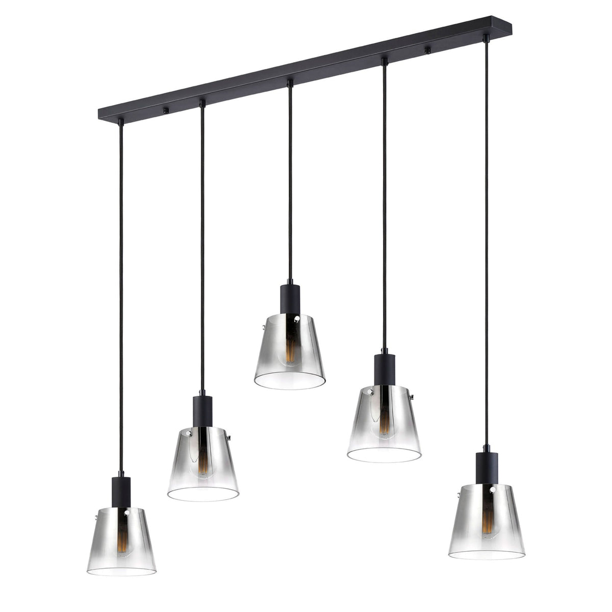Essington 5 Drop Linear Pendant with Smoke Fade Glass Shades