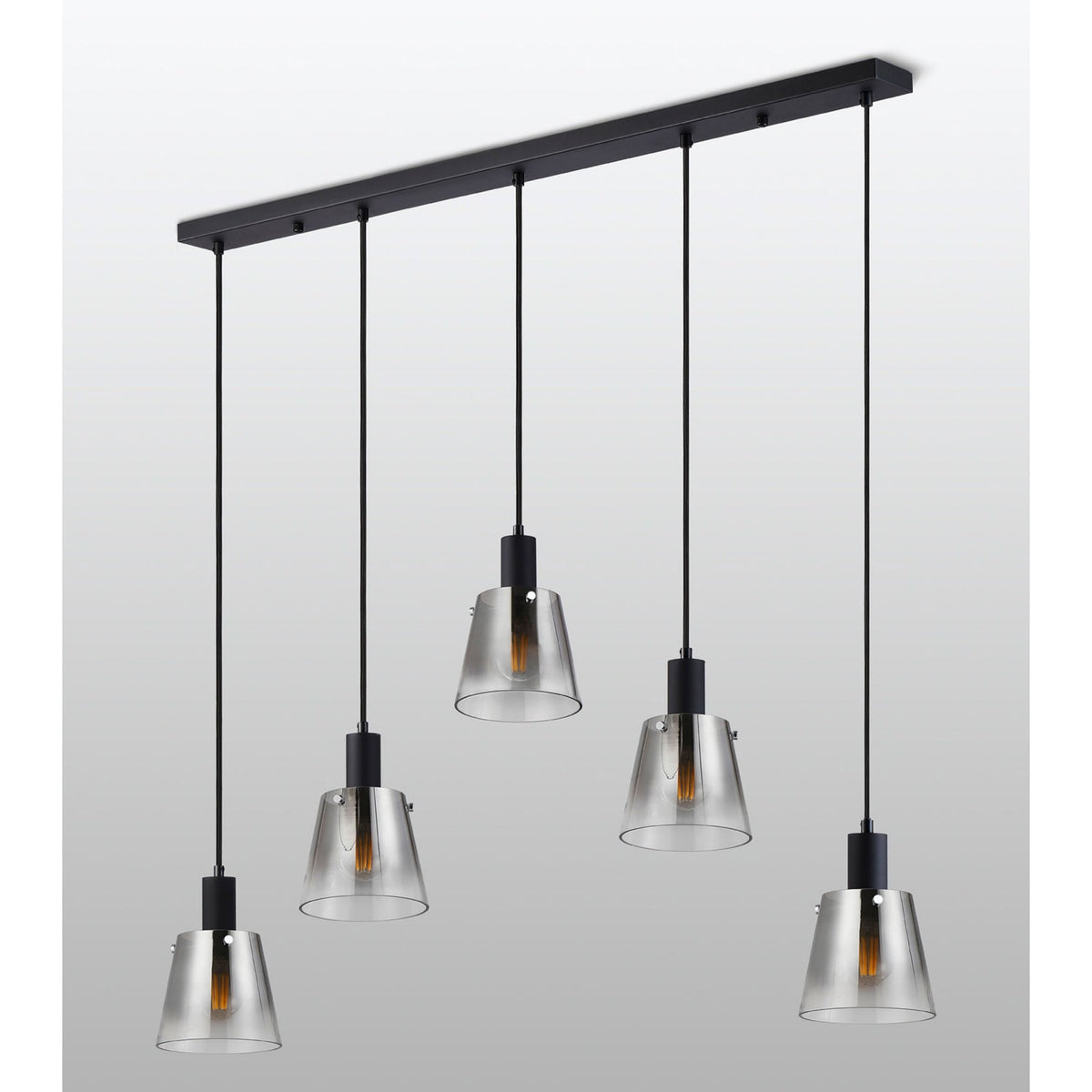Essington 5 Drop Linear Pendant with Smoke Fade Glass Shades