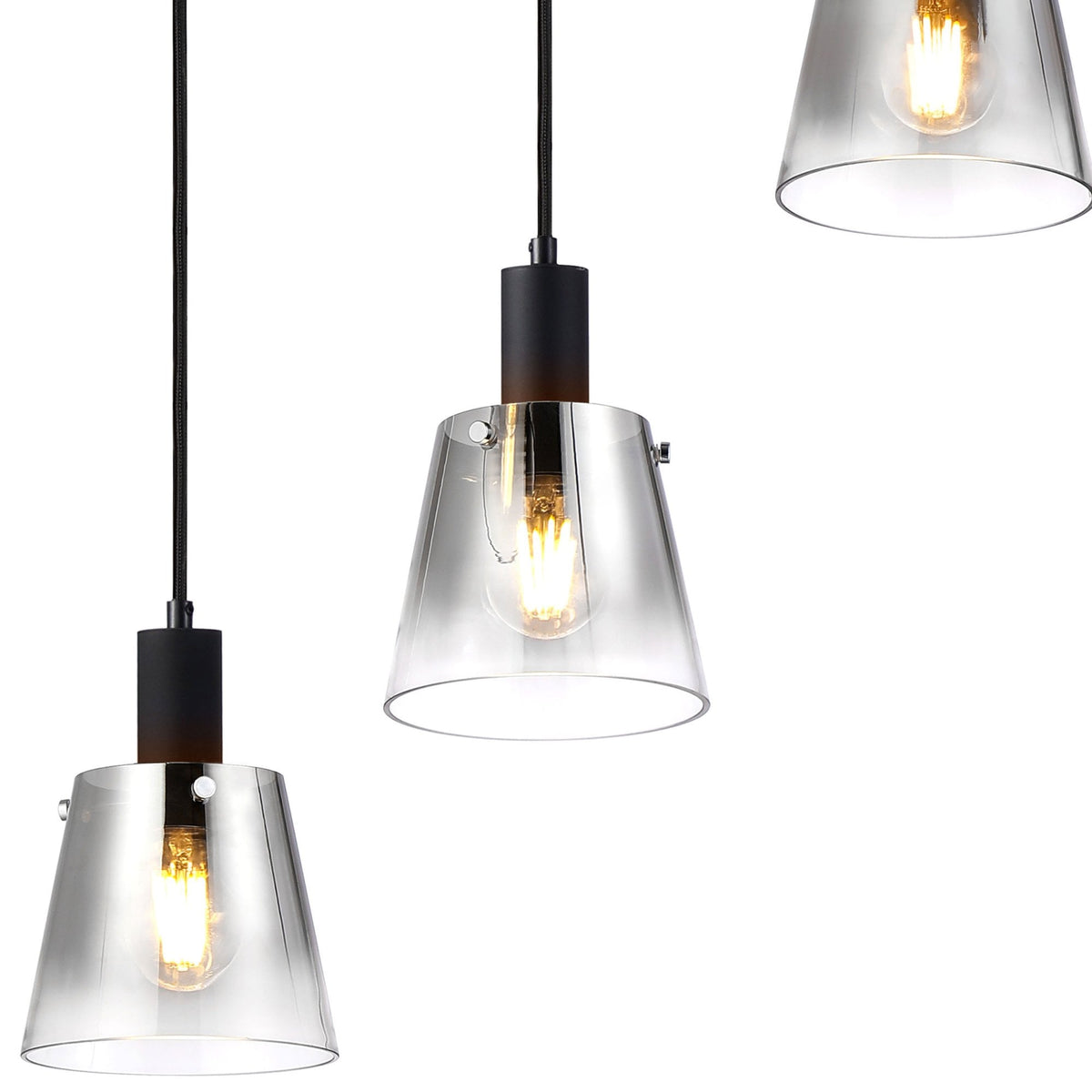 Essington 5 Drop Linear Pendant with Smoke Fade Glass Shades