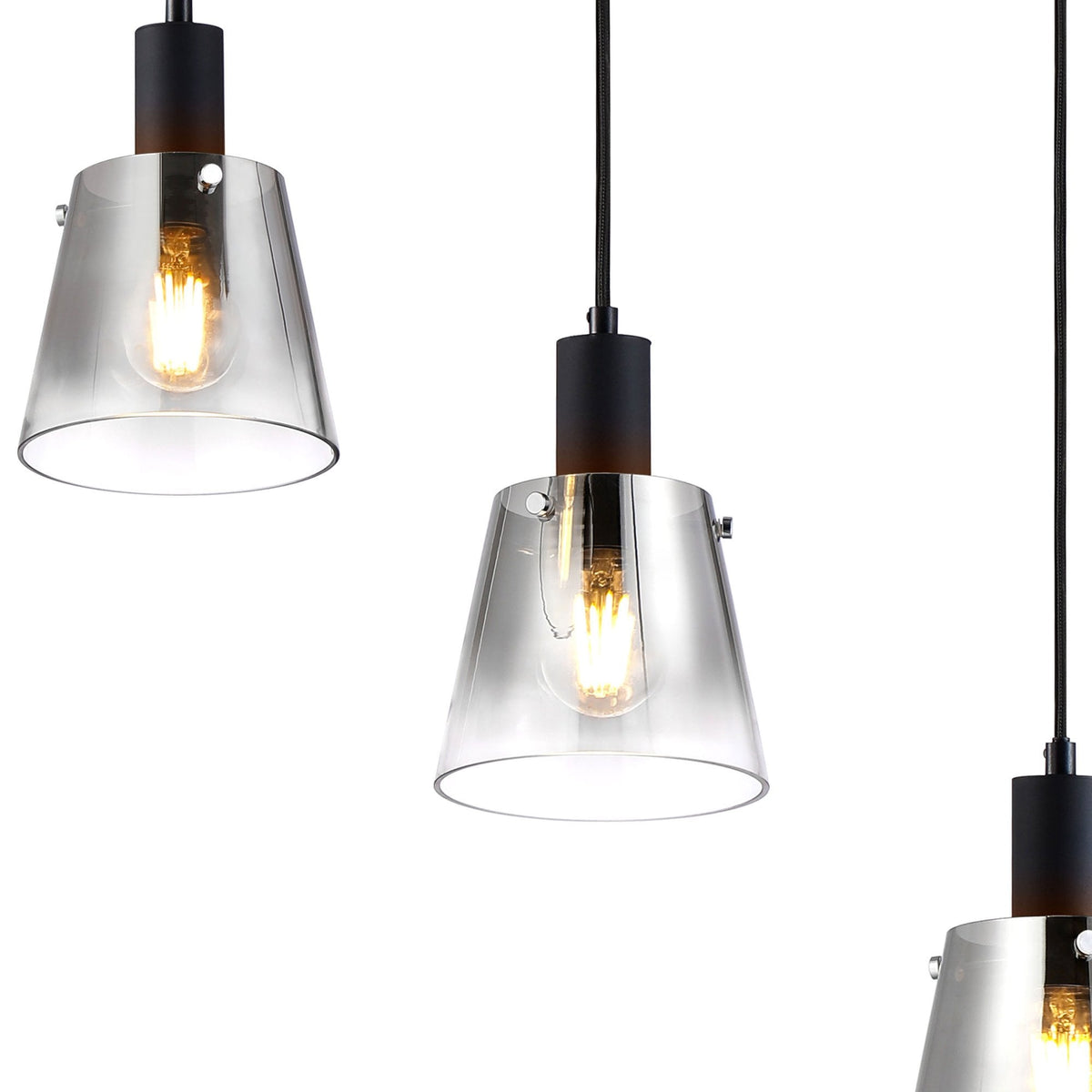 Essington 5 Drop Linear Pendant with Smoke Fade Glass Shades