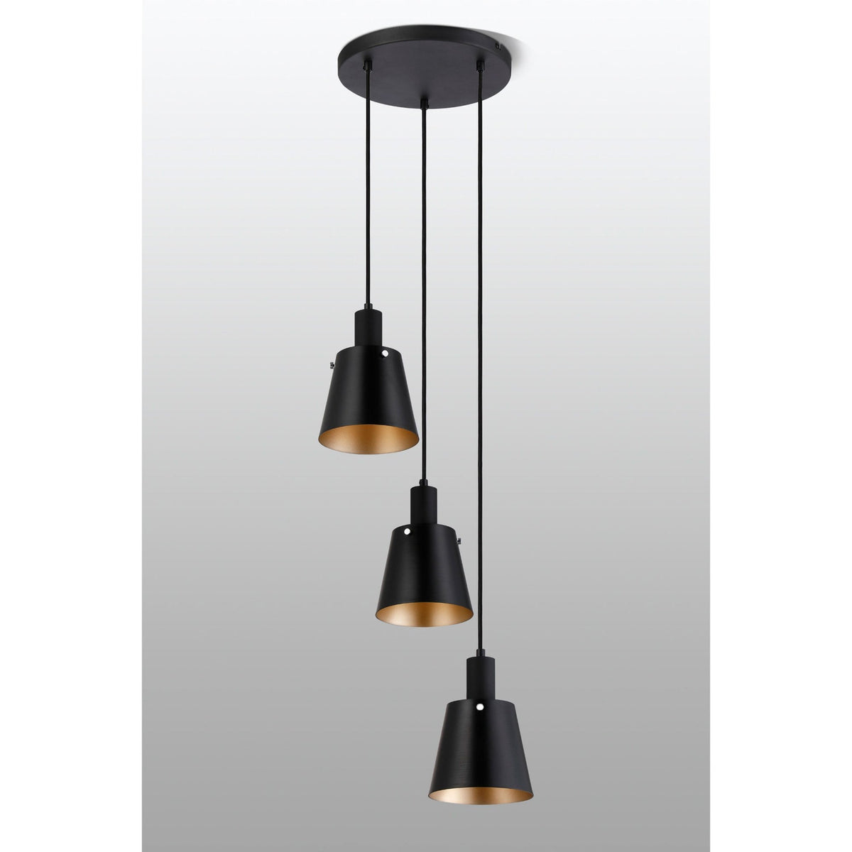 Essington 3 Drop Round Pendant with Sand Black and Gold Metal Shades