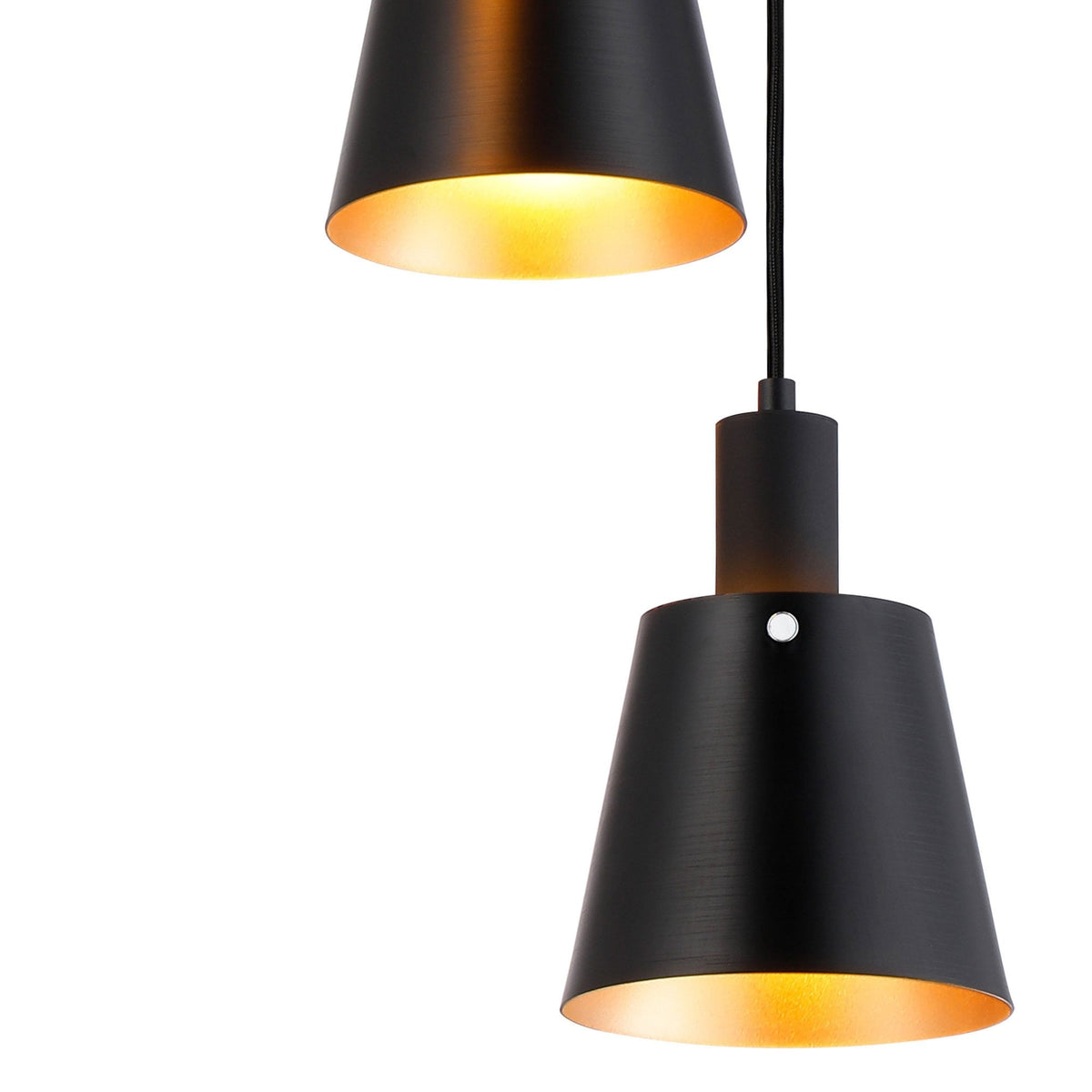Essington 3 Drop Round Pendant with Sand Black and Gold Metal Shades
