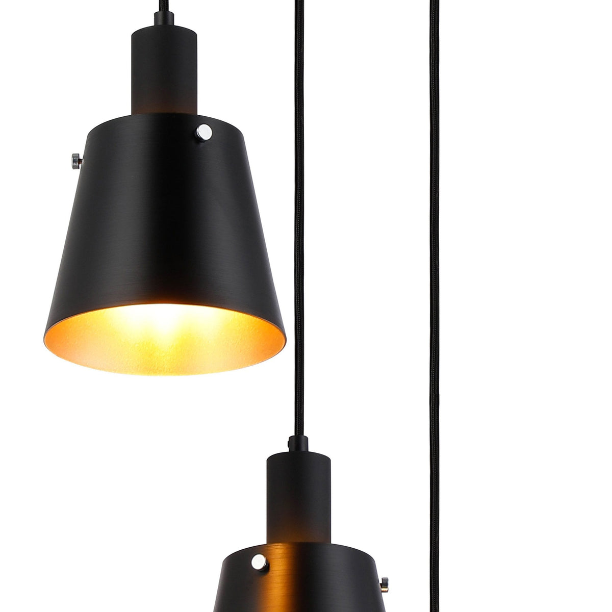 Essington 3 Drop Round Pendant with Sand Black and Gold Metal Shades